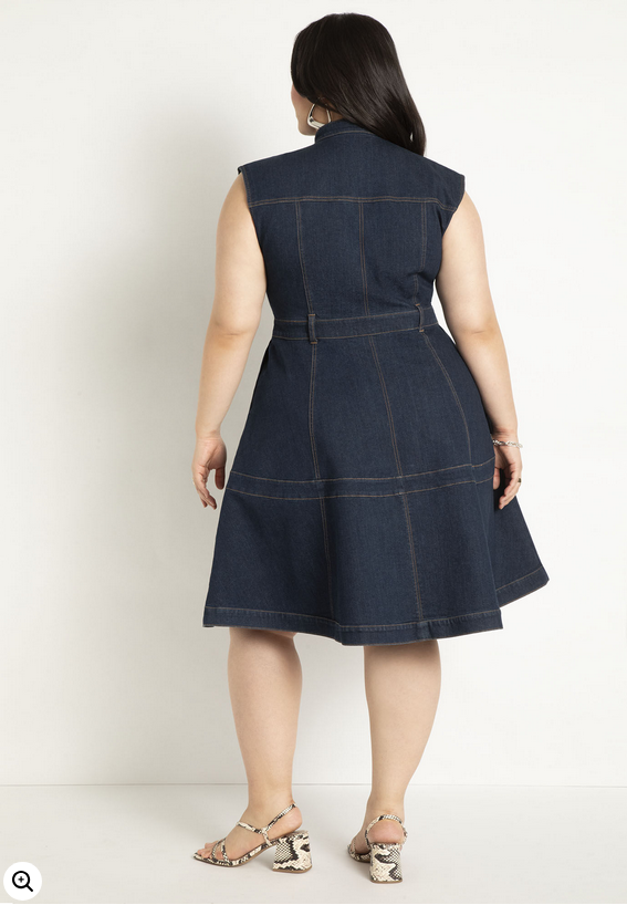 ELOQUII Women's Fit & Flare Denim Dress