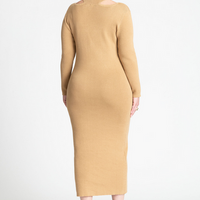 ELOQUII Women's Keyhole Midi Sweater Dress