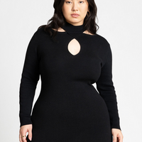 ELOQUII Women's Keyhole Midi Sweater Dress