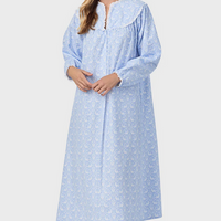 Lanz of Salzburg Women's Blue Nordic Tyrolean Flannel Gown