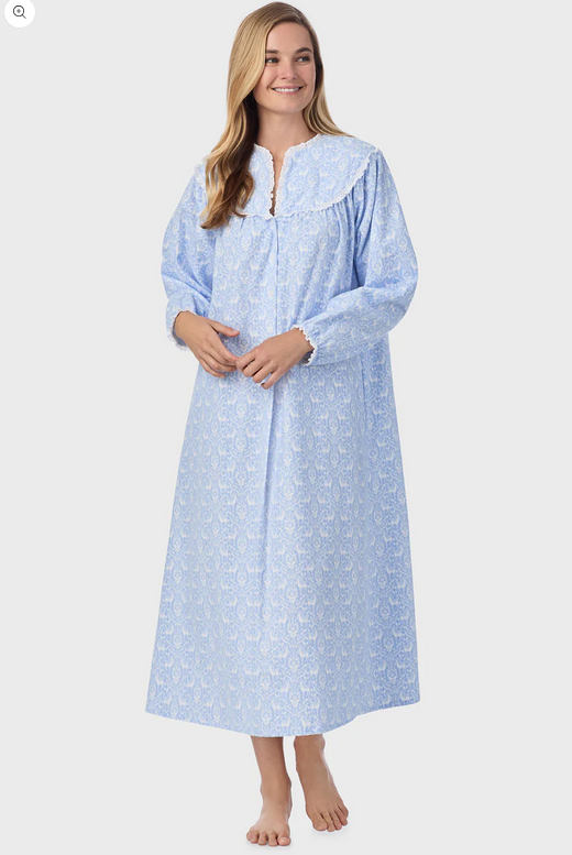 Lanz of Salzburg Women's Blue Nordic Tyrolean Flannel Gown