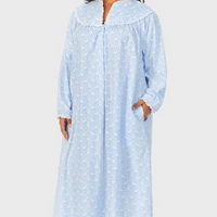 Lanz of Salzburg Women's Blue Nordic Tyrolean Flannel Gown Plus