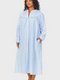 Lanz of Salzburg Women's Blue Nordic Tyrolean Flannel Gown Plus