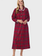 Lanz of Salzburg Women's Red Tartan Peter Pan Flannel Gown