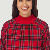 Lanz of Salzburg Women's Red Tartan Pop Over Flannel Gown