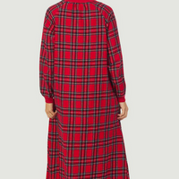 Lanz of Salzburg Women's Red Tartan Pop Over Flannel Gown