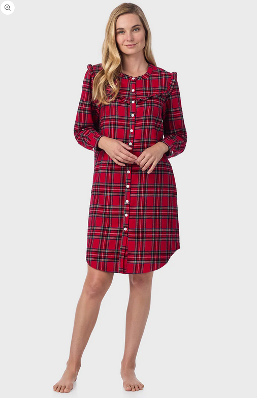 Lanz of Salzburg Women's Red Tartan Womens Nightshirt