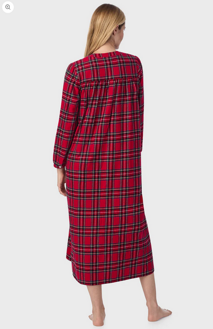 Lanz of Salzburg Women's Sweet & Simple Red Tartan Flannel Gown