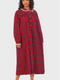 Lanz of Salzburg Women's Red Tartan Peter Pan Flannel Gown Plus