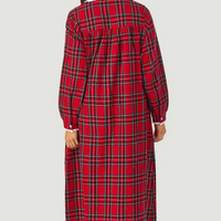 Lanz of Salzburg Women's Red Tartan Peter Pan Flannel Gown Petite