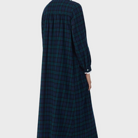 Lanz of Salzburg Women's Black Watch Peterpan Plaid Flannel Gown