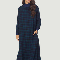 Lanz of Salzburg Women's Black Watch Plaid Flannel Pop Over Gown