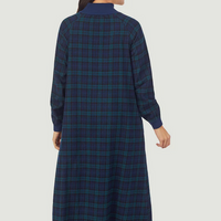 Lanz of Salzburg Women's Black Watch Plaid Flannel Pop Over Gown