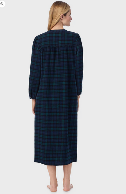 Lanz of Salzburg Women's Sweet & Simple Black Watch Flannel Gown