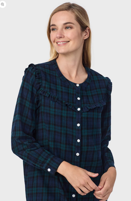 Lanz of Salzburg Women's Black Watch Plaid Women's Nightshirt