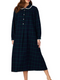 Lanz of Salzburg Women's Black Watch Plaid Flannel Gown Petite