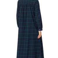 Lanz of Salzburg Women's Black Watch Plaid Flannel Gown Petite