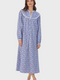 Lanz of Salzburg Women's Classic Blue Tyrolean Stripe Flannel Nightgown