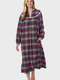 Lanz of Salzburg Women's Grey Plaid Flannel Gown