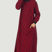 Lanz of Salzburg Women's Buffalo Check Pop Over Flannel Gown