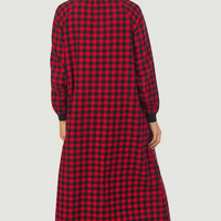 Lanz of Salzburg Women's Buffalo Check Pop Over Flannel Gown