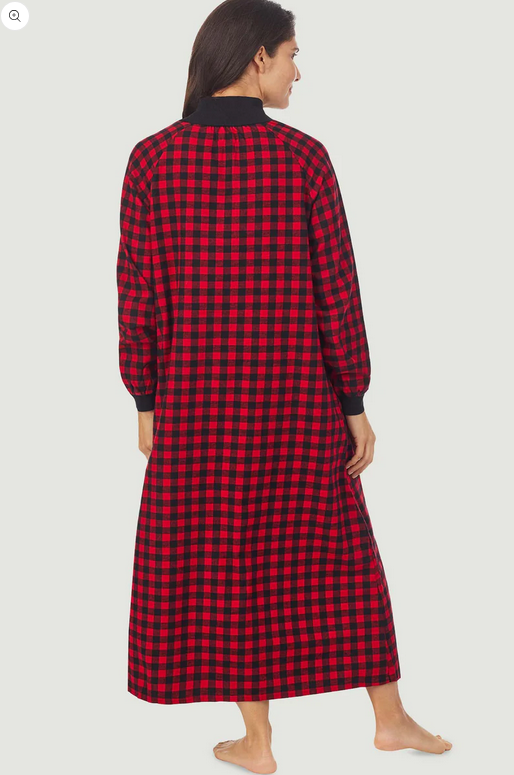 Lanz of Salzburg Women's Buffalo Check Pop Over Flannel Gown