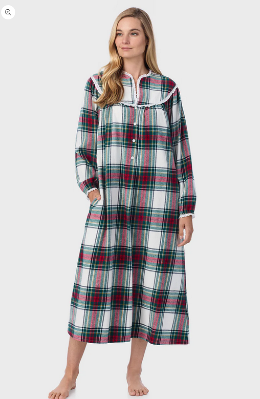 Lanz of Salzburg Women's Holiday Plaid Flannel Gown