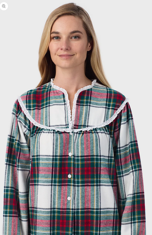 Lanz of Salzburg Women's Holiday Plaid Flannel Gown