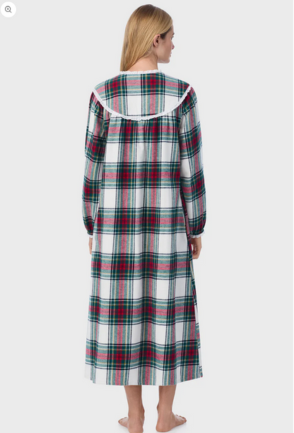 Lanz of Salzburg Women's Holiday Plaid Flannel Gown
