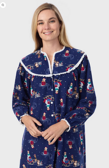Lanz of Salzburg Women's Sleigh Puppies Flannel Gown