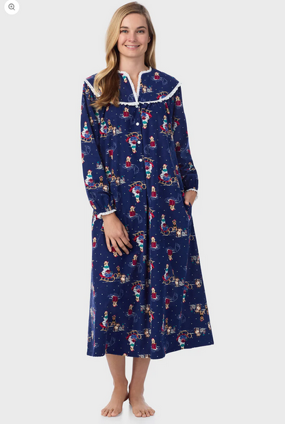 Lanz of Salzburg Women's Sleigh Puppies Flannel Gown