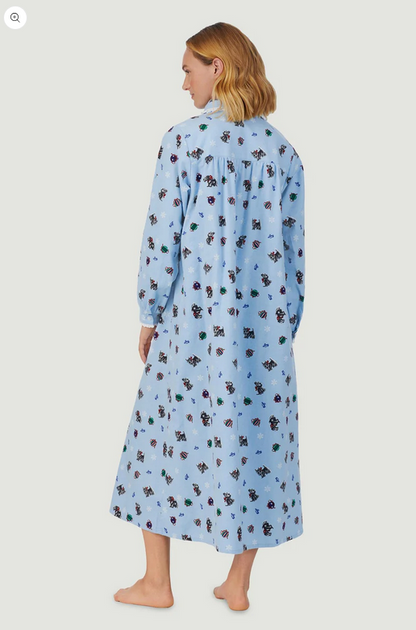 Lanz of Salzburg Women's Scottie Dogs On Parade Peter Pan Flannel Gown