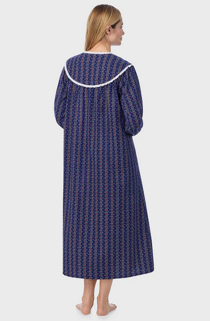 Lanz of Salzburg Women's Vintage Navy Heart Stripe Gown