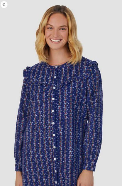 Lanz of Salzburg Women's Vintage Navy Heart Stripe Nightshirt
