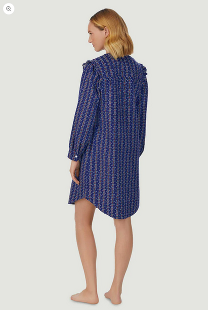 Lanz of Salzburg Women's Vintage Navy Heart Stripe Nightshirt