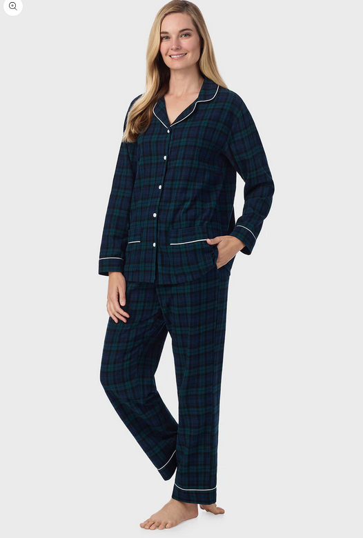 Lanz of Salzburg Women's Black Watch Classic Notch Pajama