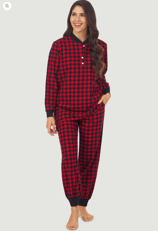 Lanz of Salzburg Women's Buffalo Check Ski Pajama