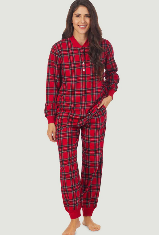 Lanz of Salzburg Women's Red Tartan Ski Pajama