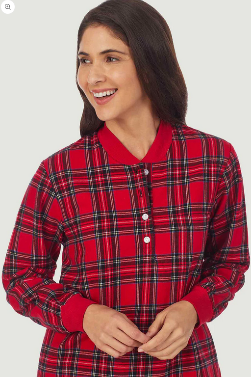 Lanz of Salzburg Women's Red Tartan Ski Pajama