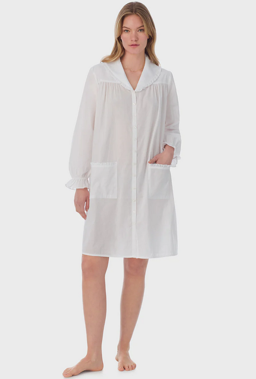 Lanz of Salzburg Women's White Cotton Dream Short Robe/Dress