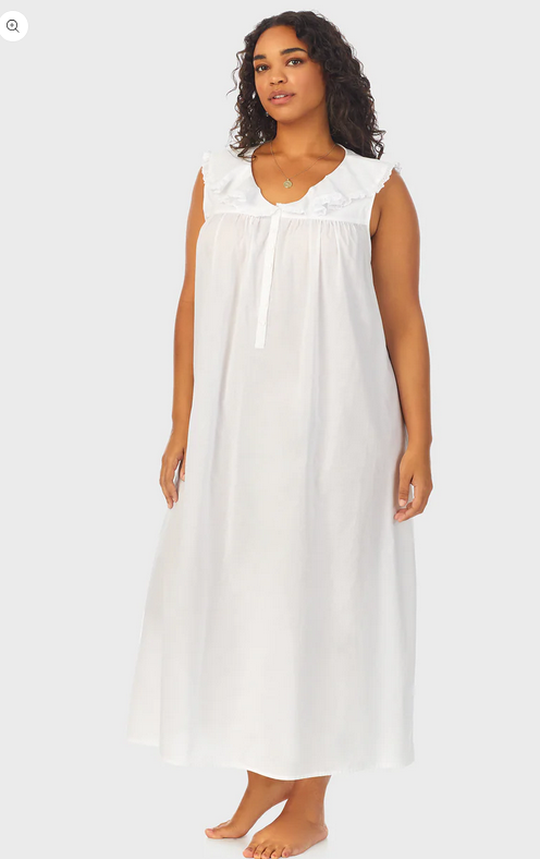 Lanz of Salzburg Women's White Cotton Dream Long Nightgown Plus