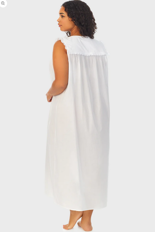 Lanz of Salzburg Women's White Cotton Dream Long Nightgown Plus