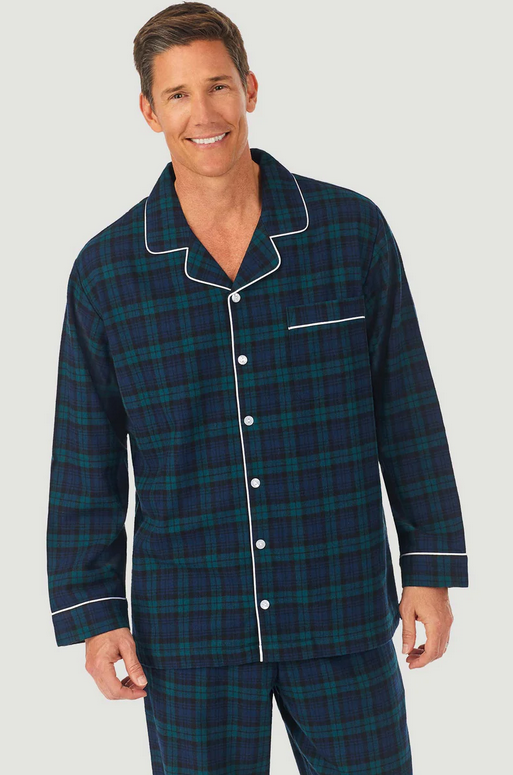 Lanz of Salzburg Men's Black Watch Flannel Pajama