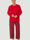 Lanz of Salzburg Men's Red Tartan Knit & Flannel Pj Set