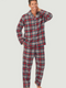 Lanz of Salzburg Men's Grey Plaid Flannel Pajama