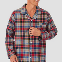 Lanz of Salzburg Men's Grey Plaid Flannel Pajama