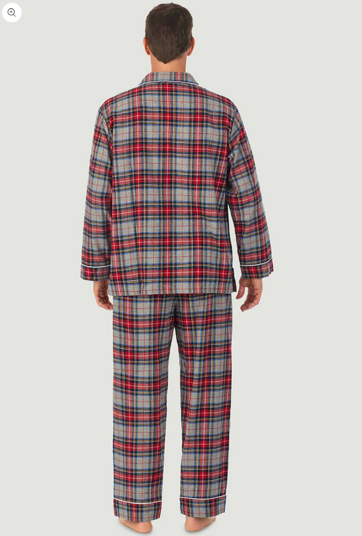 Lanz of Salzburg Men's Grey Plaid Flannel Pajama