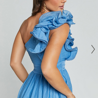 Showpo Dorothy Midi Dress - One Shoulder Frill Detail Fit and Flare Dress