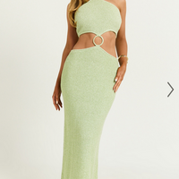 Showpo Amalie The Label - Mina Halter Knit Side Cut Out Midi Dress in Green