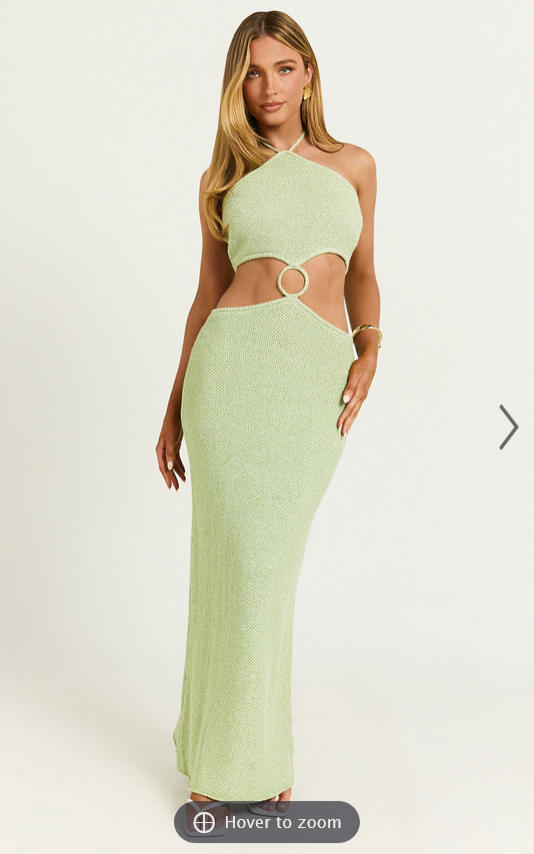 Showpo Amalie The Label - Mina Halter Knit Side Cut Out Midi Dress in Green